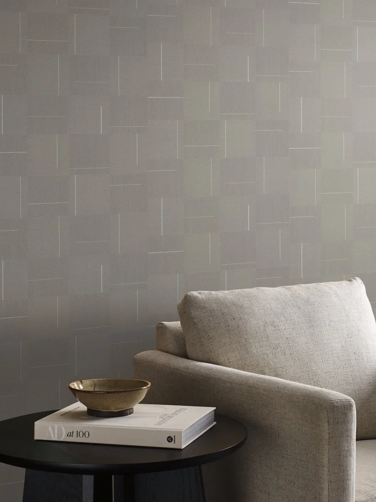 Geo Block Weave Wallpaper - Taupe — Image 4
