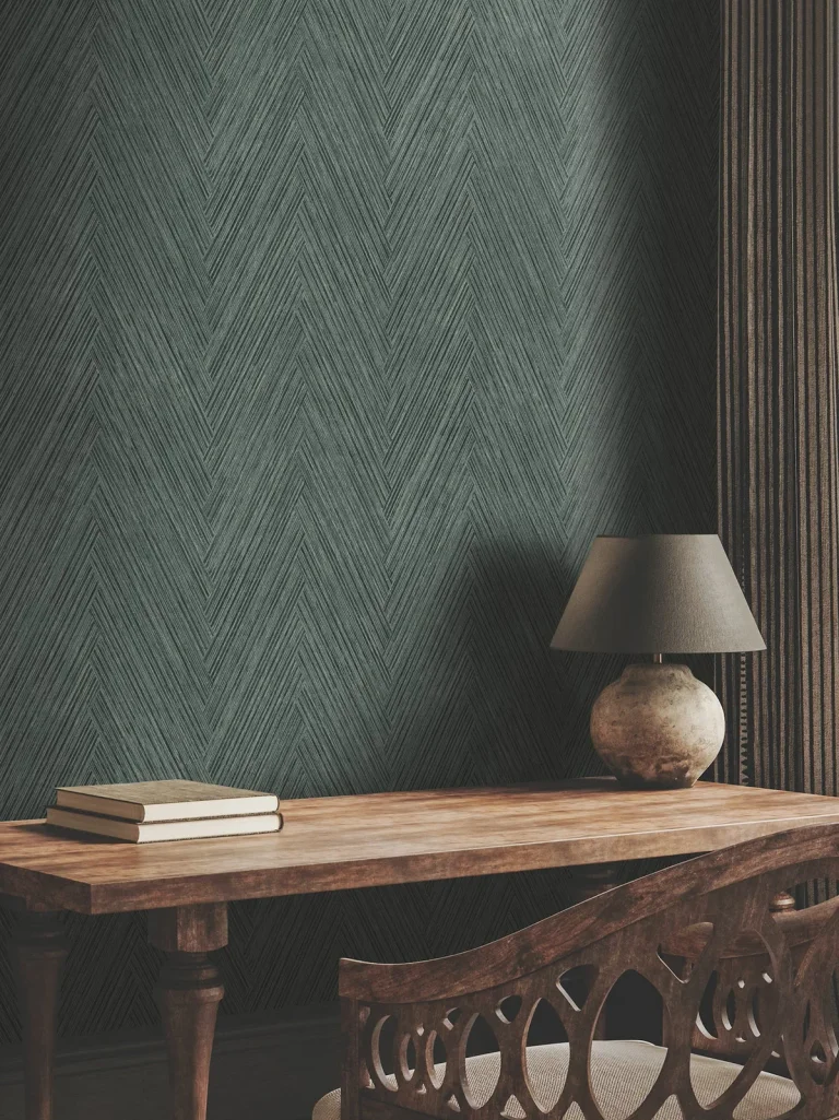 Thatched Chevron Wallpaper - Bottle Green — Ảnh 2