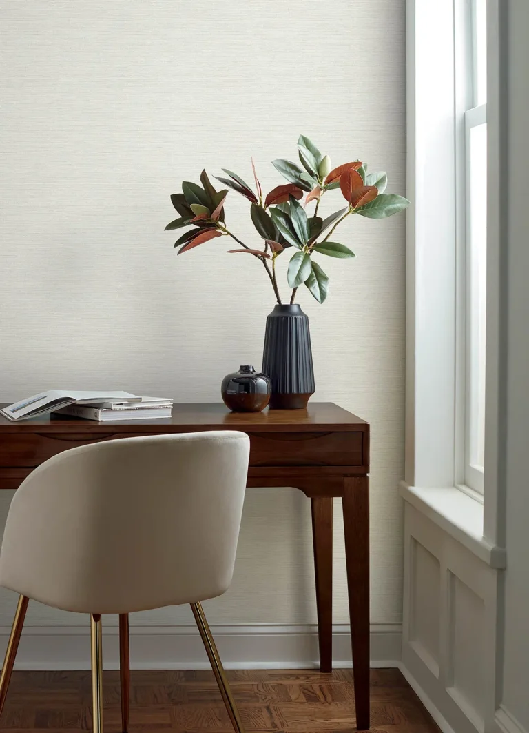 Chesapeake Agave Faux Grasscloth Wallpaper - Light Grey — Image 5