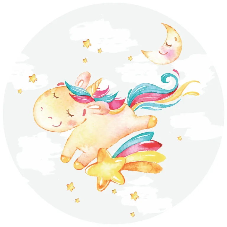 Bubbly Unicorn - Wall Mural 5572 - Round - 144cm diameter — Image 2