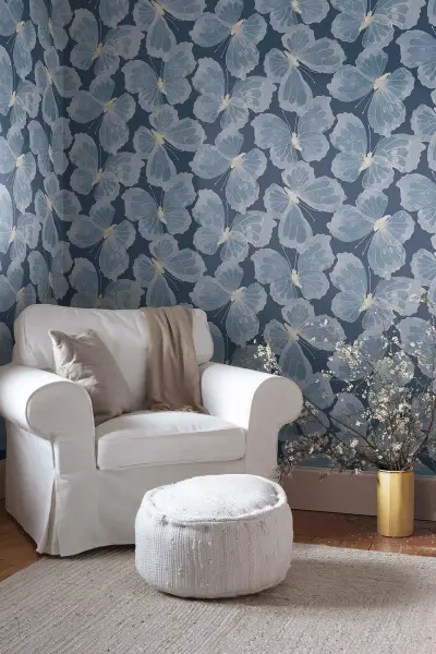 Monarch Peel and Stick Wallpaper - Blue/Glint