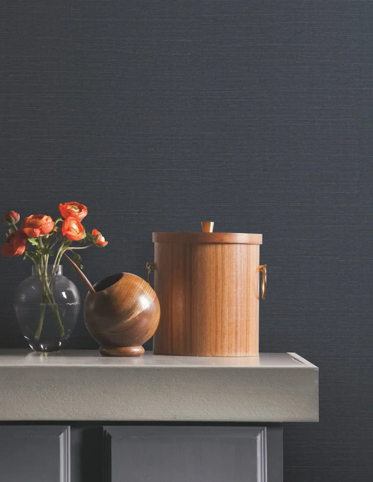 Natural Grasscloth Peel and Stick Wallpaper - Navy — Ảnh 4