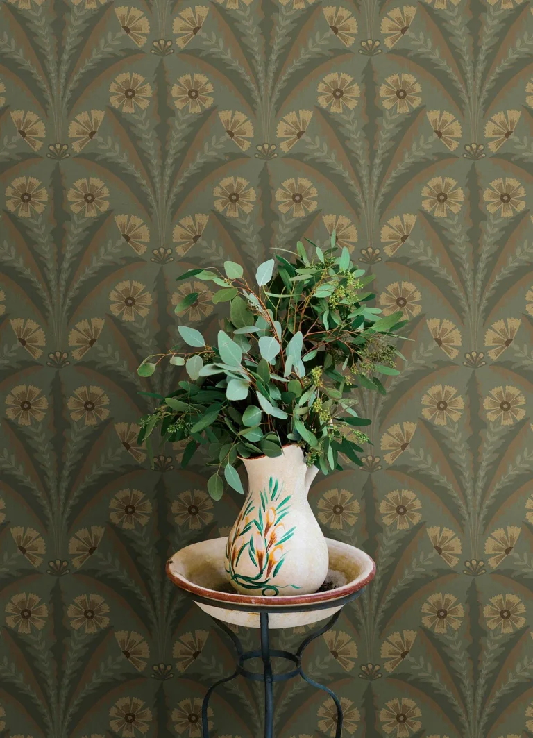 Chesapeake Tap Root Floral Damask Wallpaper - Green — Ảnh 6