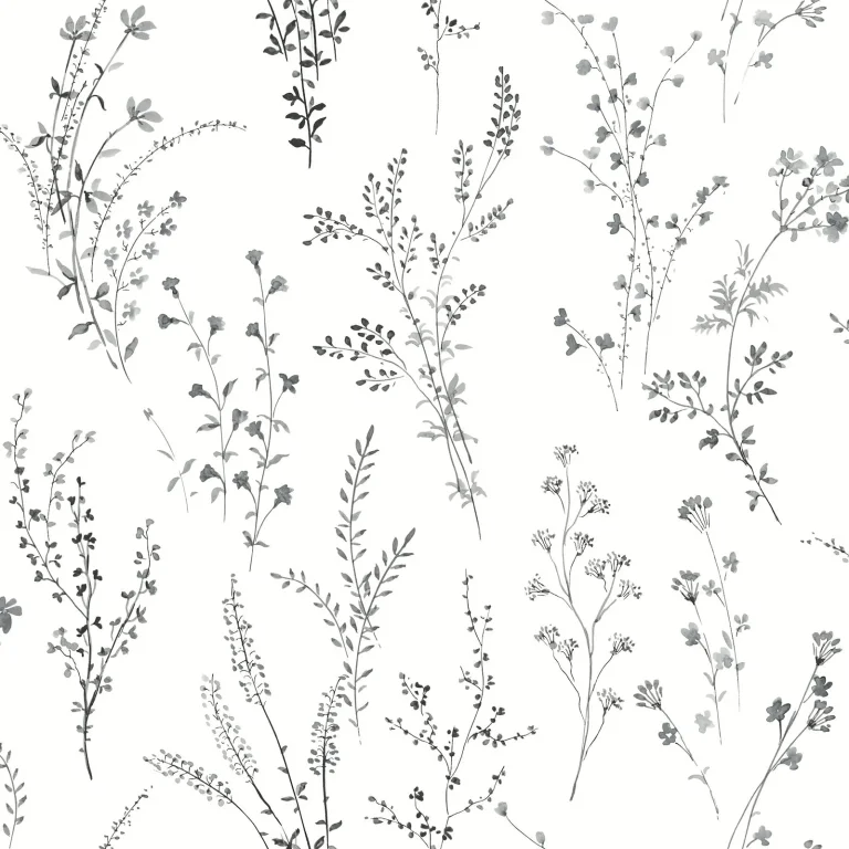 Wildflower Sprigs Peel and Stick Wallpaper - Black & White — Ảnh 5