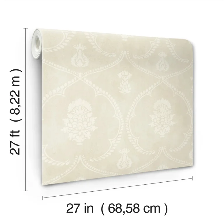 Ronald Redding Royal Damask Wallpaper - Beige — Ảnh 6