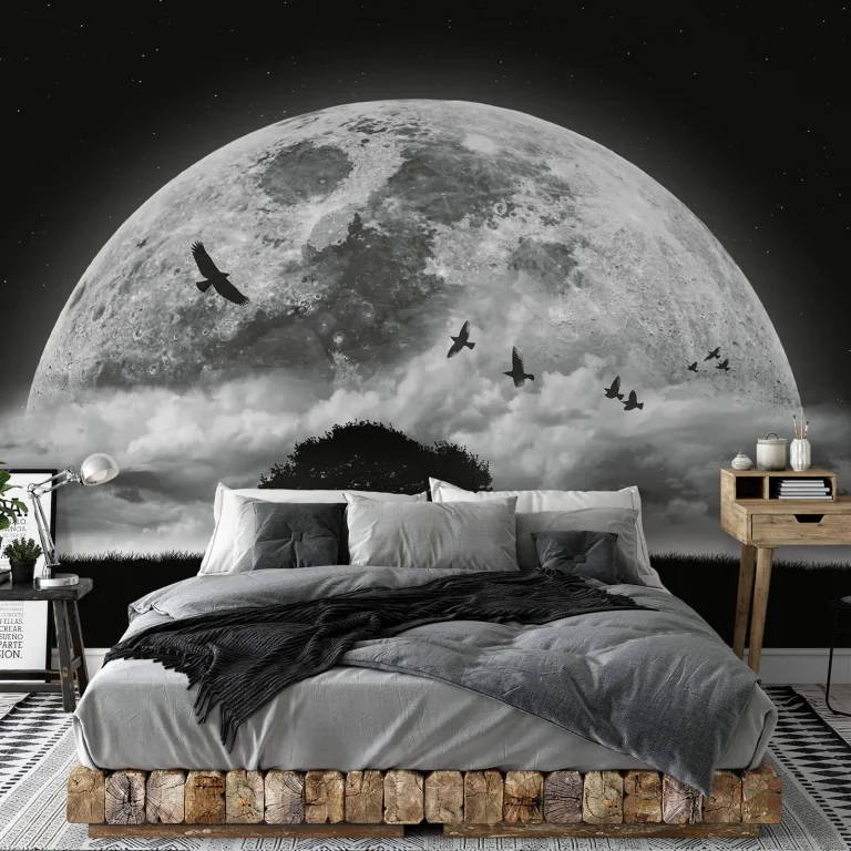 Moon & Birds - Wall Mural 5464 - 4 Panel - 192cm x 260cm — Ảnh 2