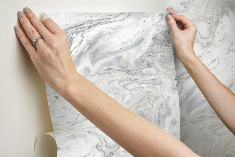 Oil & Marble Peel and Stick Wallpaper - White/Grey