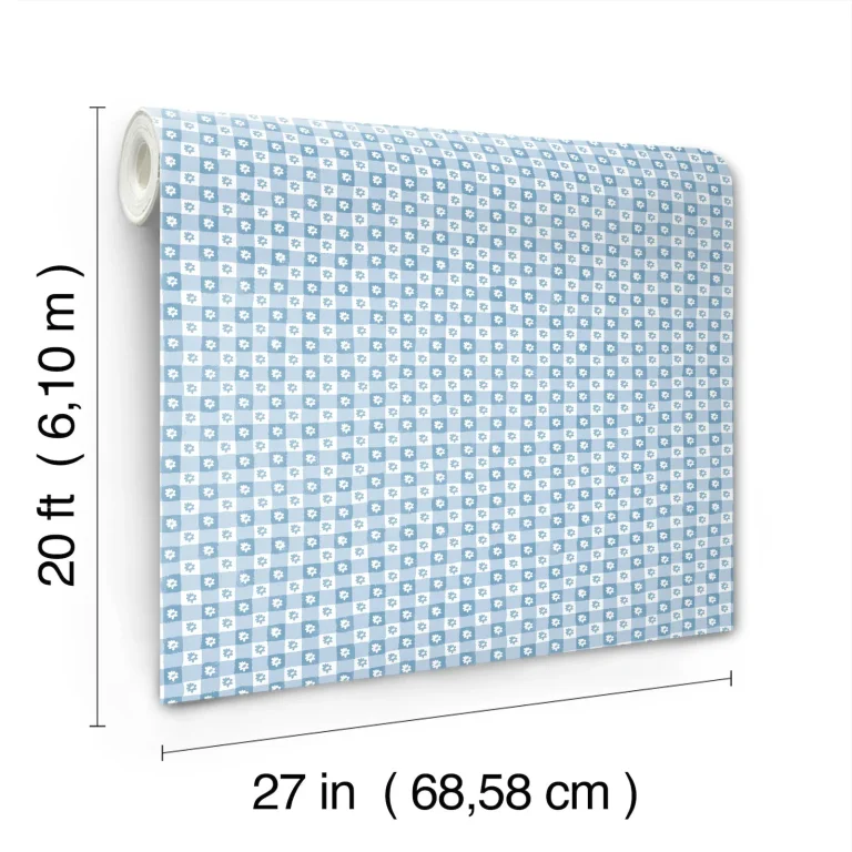 Rifle Paper Co. Daisy Gingham Floral Check Peel and Stick Wallpaper - Blue — Ảnh 5