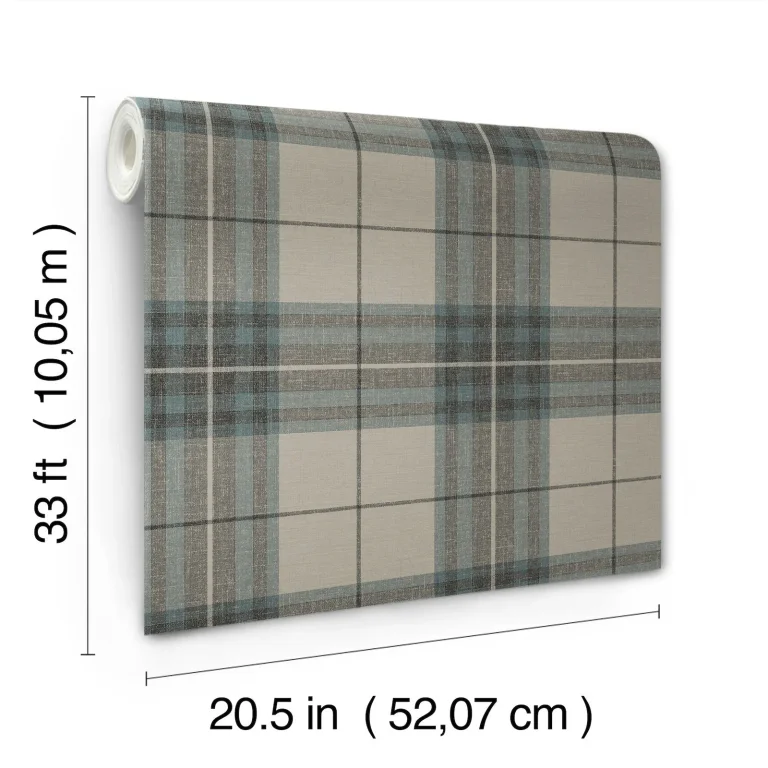 Chesapeake Cabin Check Plaid Wallpaper - Teal — Ảnh 4