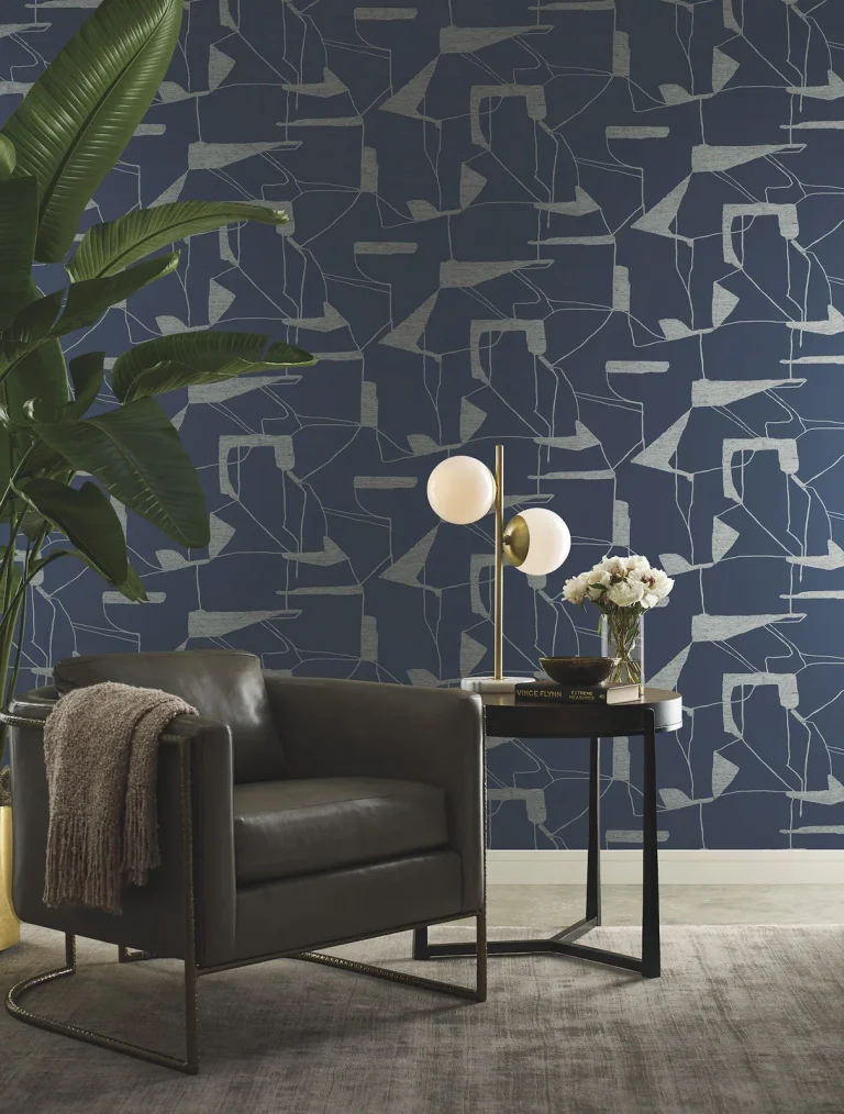 Abstract Geo Wallpaper - Navy/Silver — Image 3