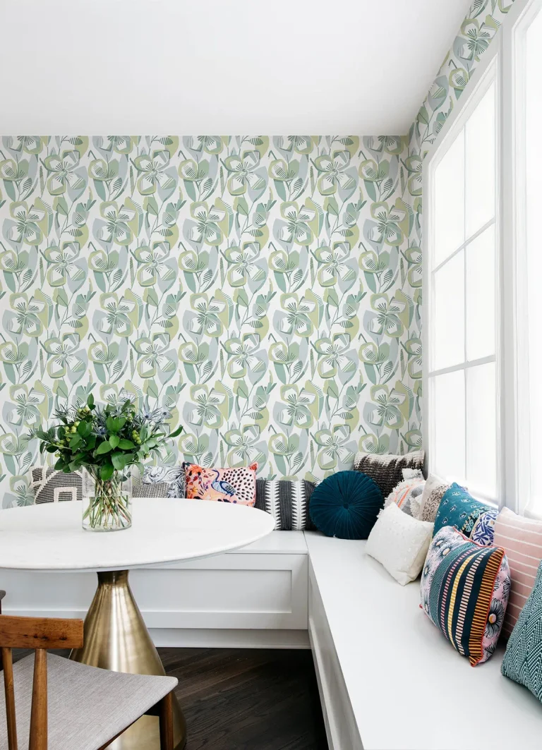 Nathalie Abstract Blooms Wallpaper - Light Green — Ảnh 2