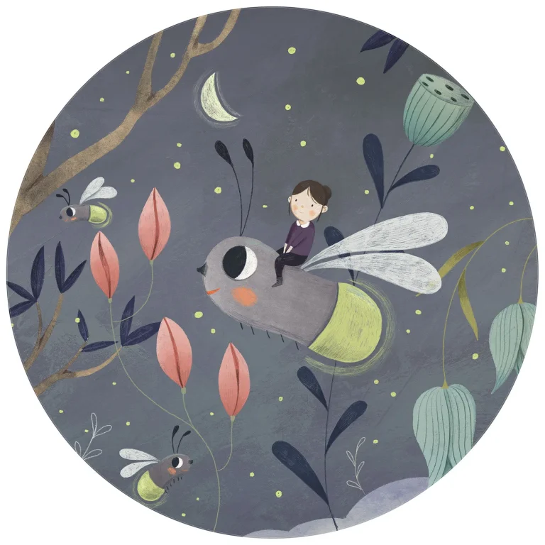 Fireflies - Wall Mural 5569 - Round - 144cm diameter — Ảnh 2