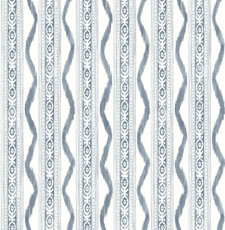 Rhys IKAT Stripe Wallpaper - Blue — Ảnh 2