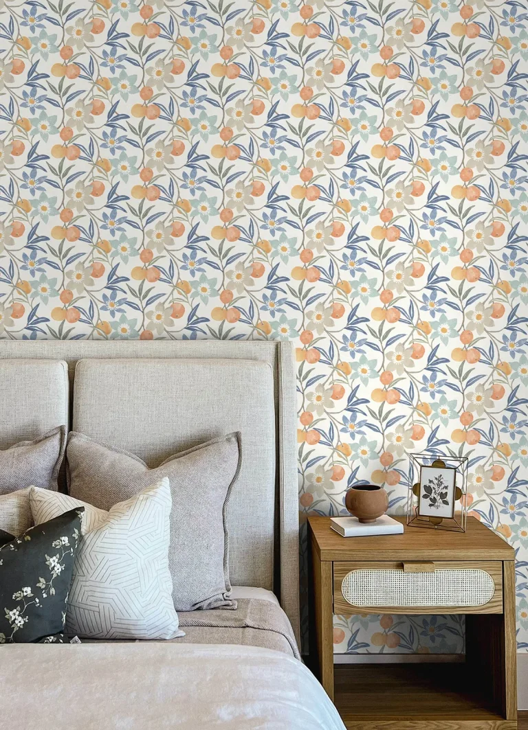 Chesapeake Passiflora Fruit and Floral Wallpaper - Blue — Ảnh 2
