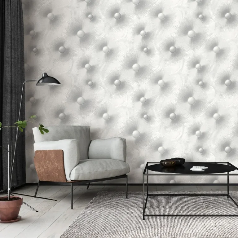 Elle Decoration 2 - 10191-31 Fabric - White & Silver