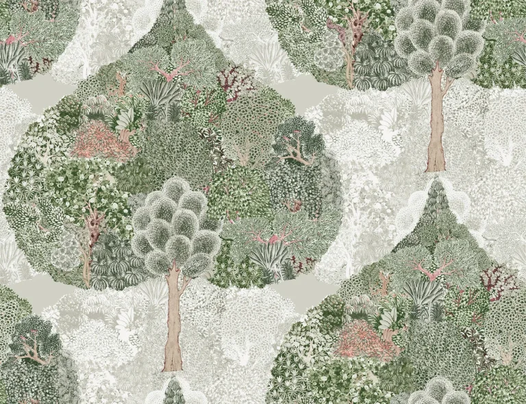 Mystic Forest Wallpaper - Green/Coral — Ảnh 3