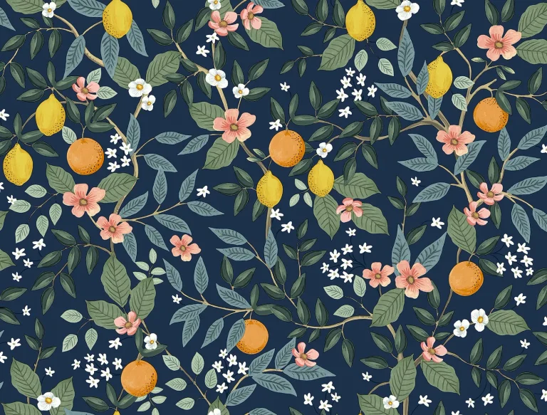 Rifle Paper Co. Citrus Grove Peel and Stick Wallpaper - Navy