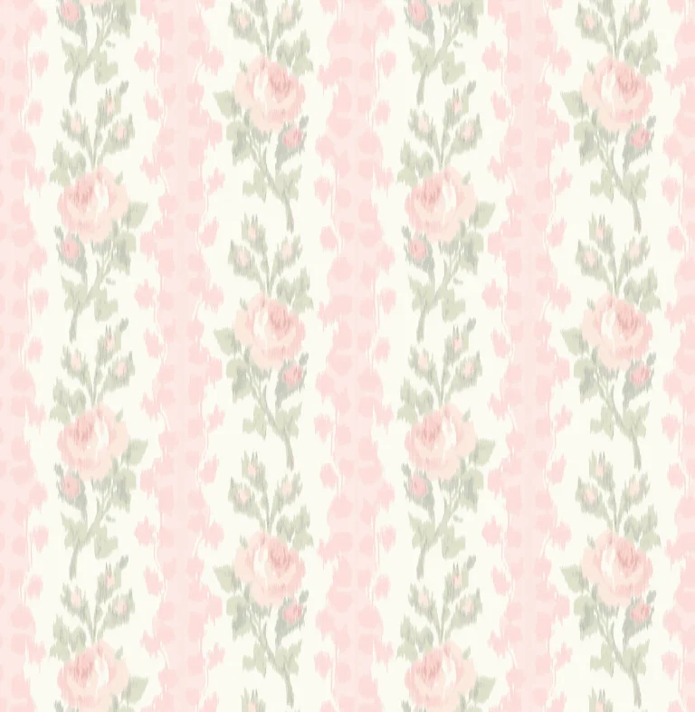 LoveShackFancy Blooming Heirloom Rose Stripe Wallpaper - Pink — Ảnh 5