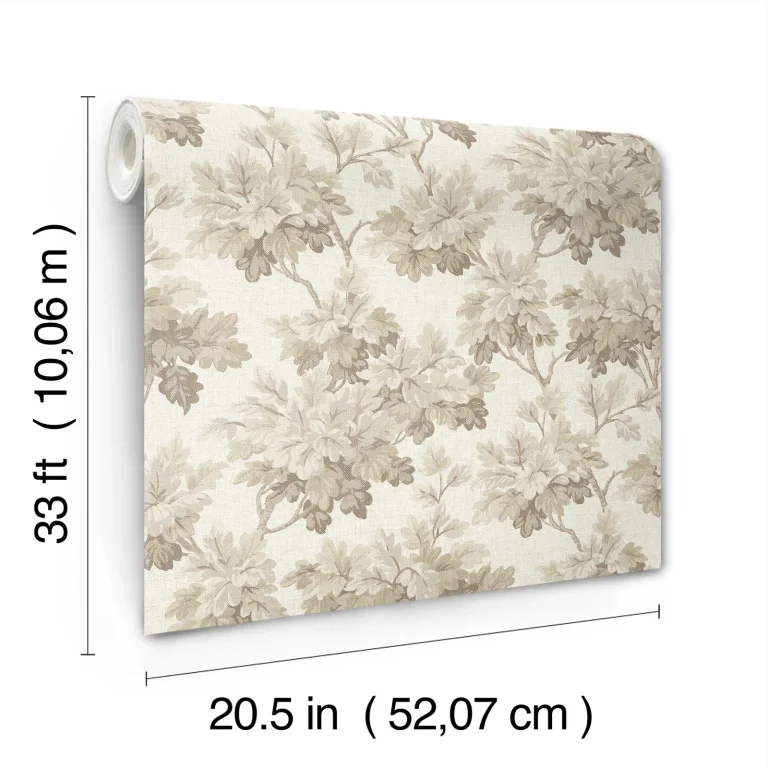 Oakcliff Leaf Trail Wallpaper - Taupe — Image 6