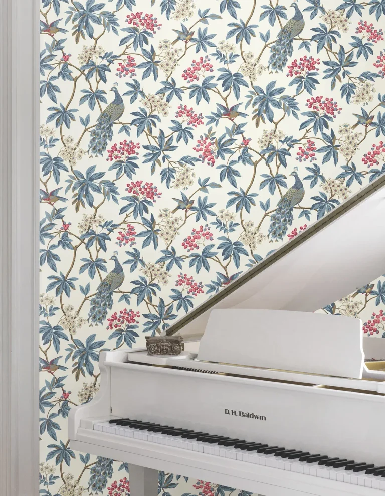 Ronald Redding Peacock Estate Wallpaper - White — Image 5