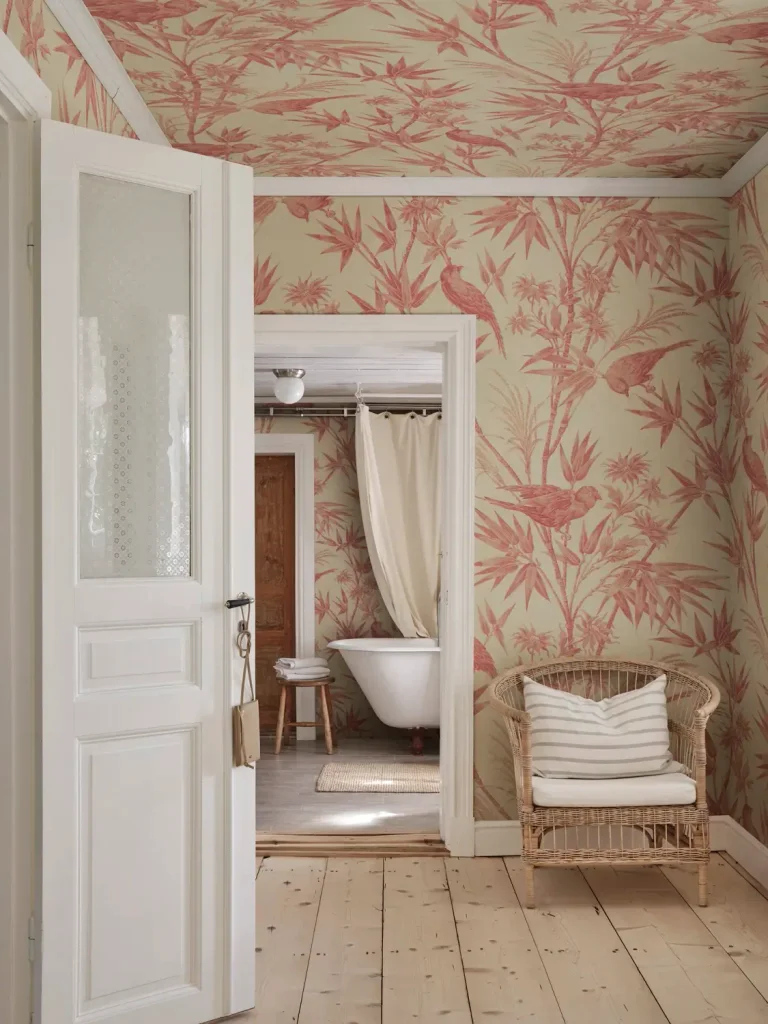 Celeste Mural, Red – Striking Botanical Elegance — Ảnh 2