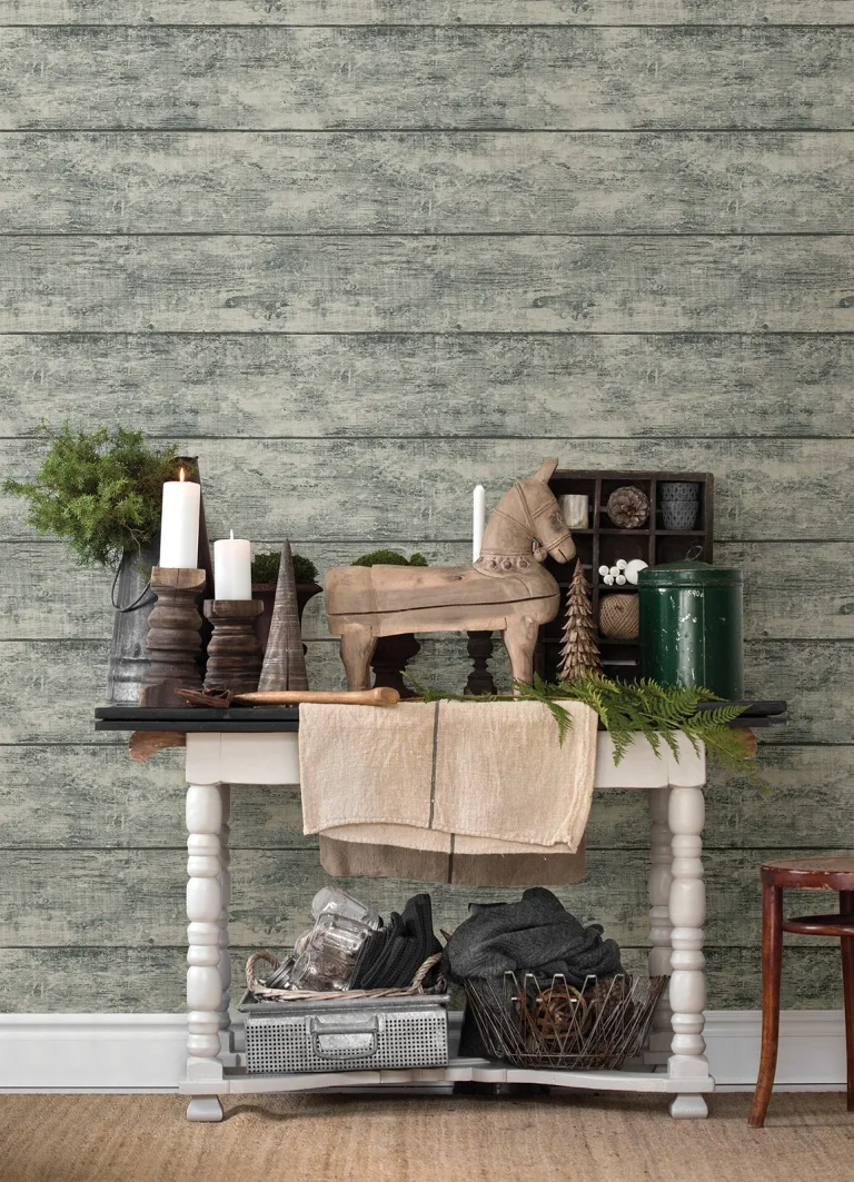 Chesapeake Cabin Wood Planks Wallpaper - Teal — Ảnh 2