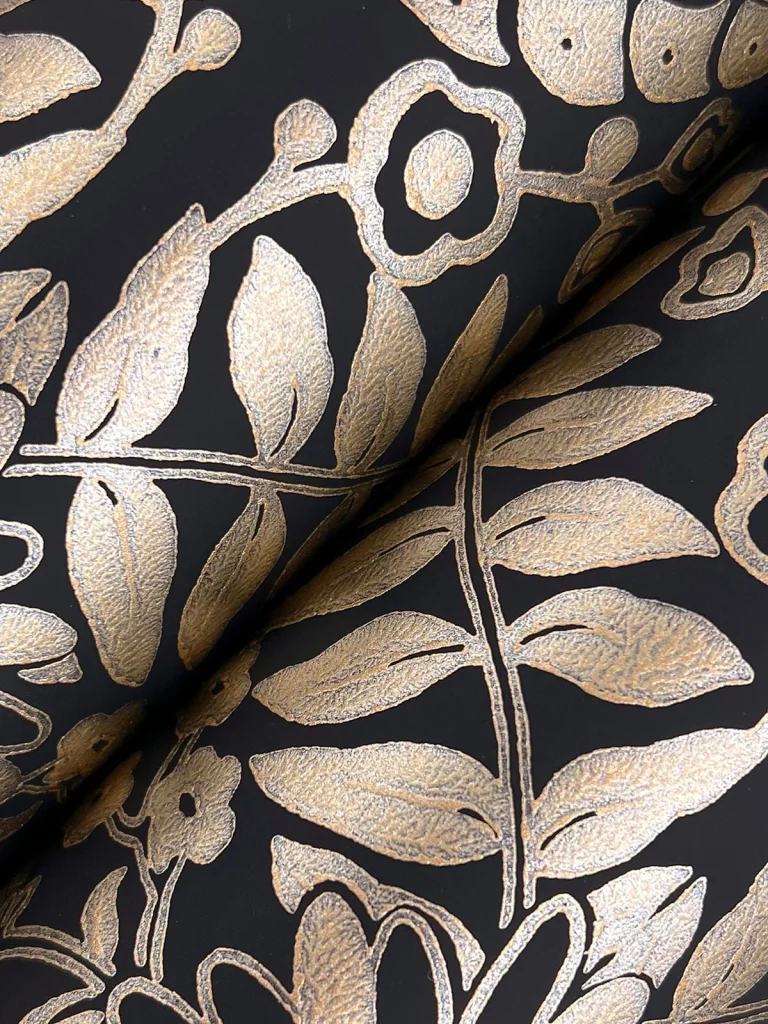 Rifle Paper Co. Pineapple Damask Wallpaper - Black & Gold — Ảnh 7