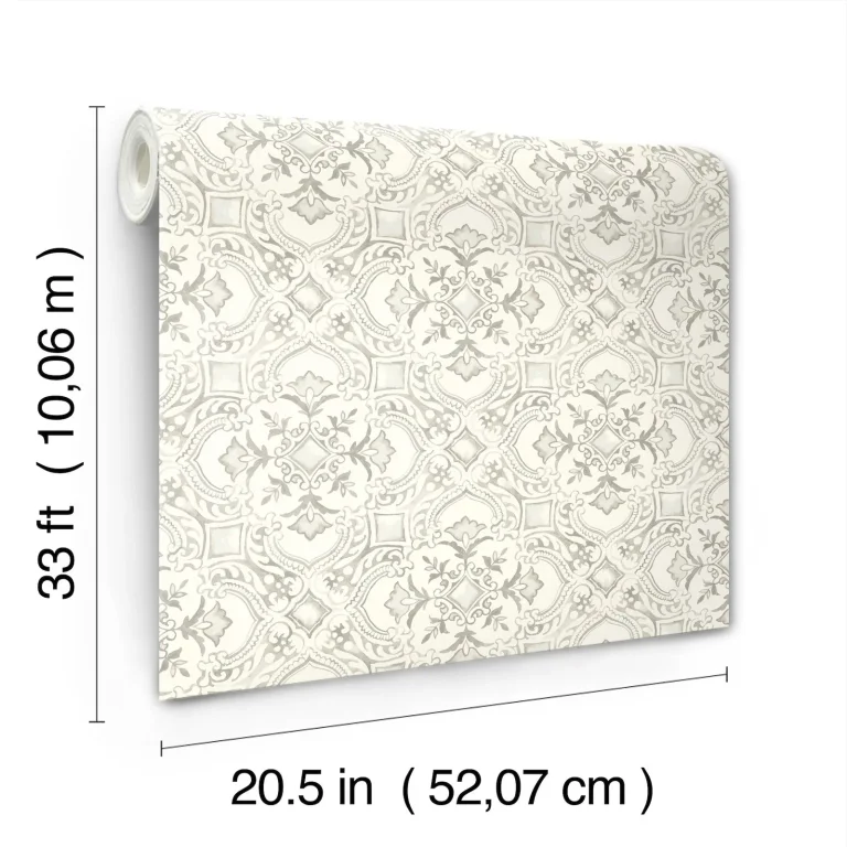 Chesapeake Marjoram Floral Tile Wallpaper - Light Grey — Ảnh 4