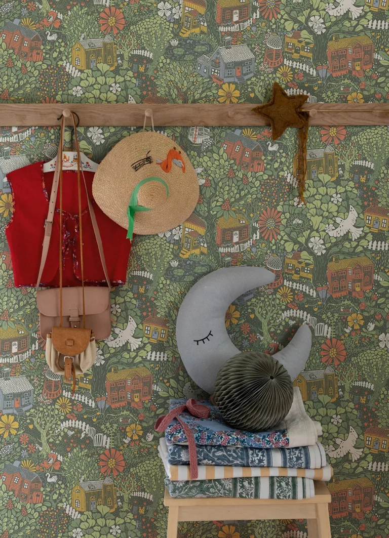 Bygga Bo Woodland Village Wallpaper - Green — Image 3