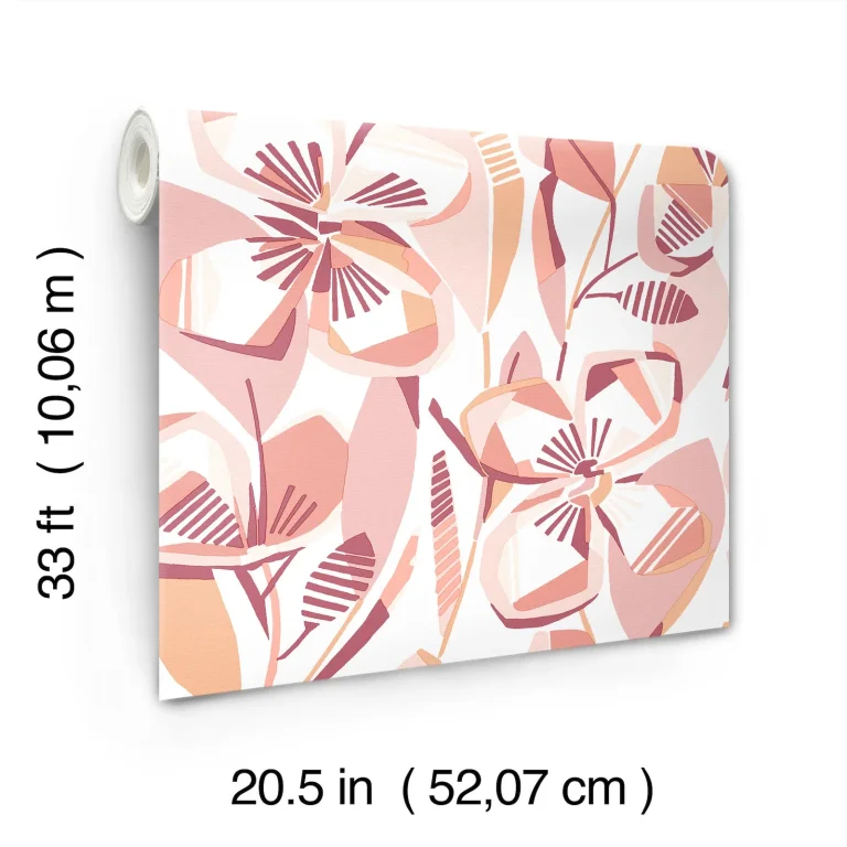 Nathalie Abstract Blooms Wallpaper - Coral — Ảnh 4