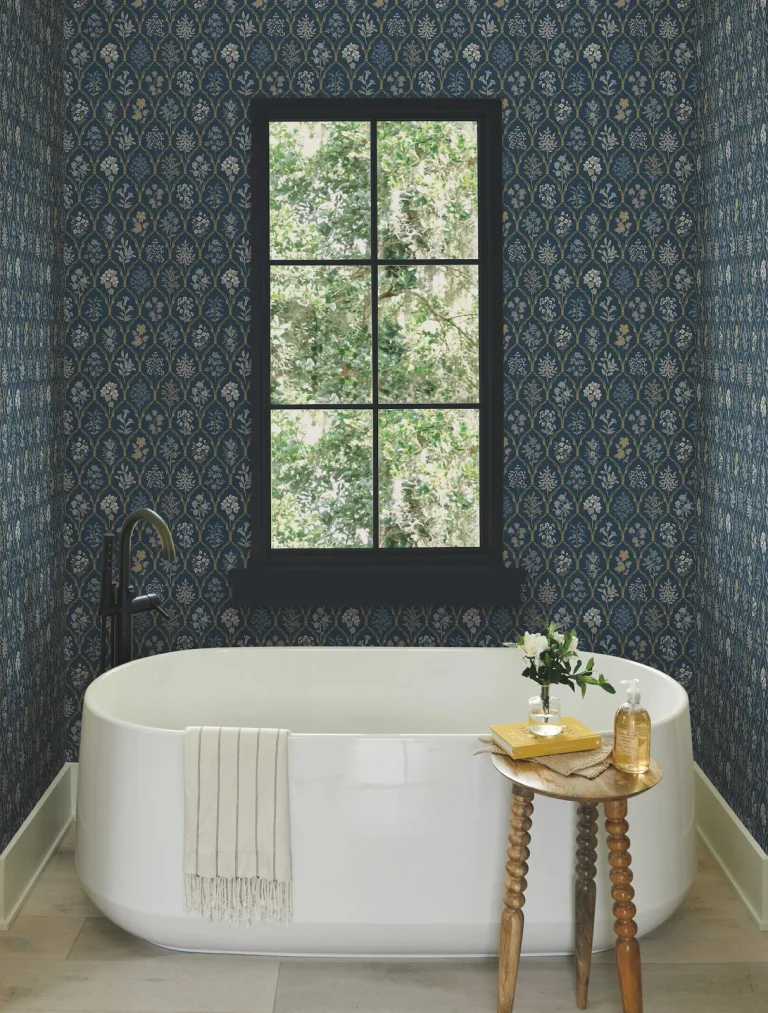 Rifle Paper Co. Hawthorne Wallpaper - Navy & Gold — Image 2