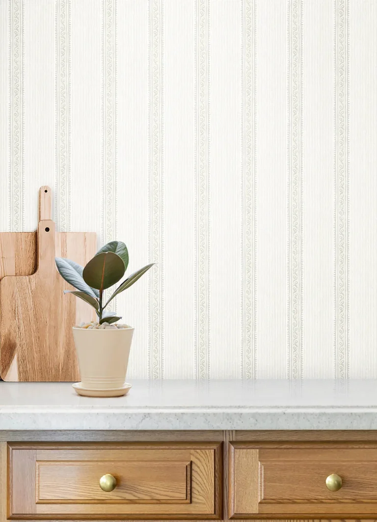 Chesapeake Mandevilla Vine Stripe Wallpaper - Beige — Ảnh 6