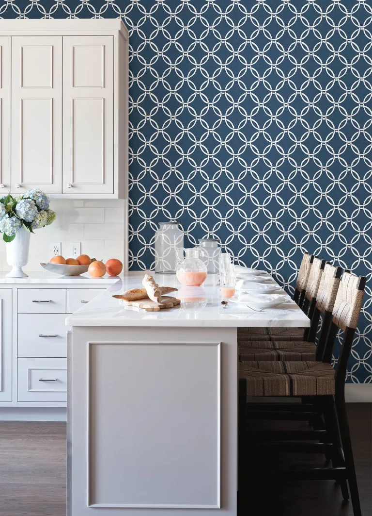 Chesapeake Quelala Ring Ogee Wallpaper - Navy — Ảnh 3
