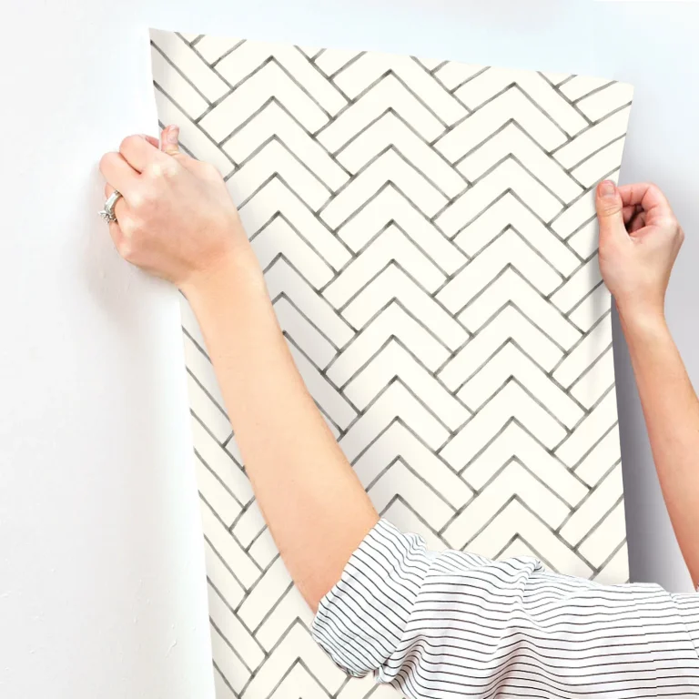 Chesapeake Oswin Tiered Herringbone Wallpaper - Black — Image 3