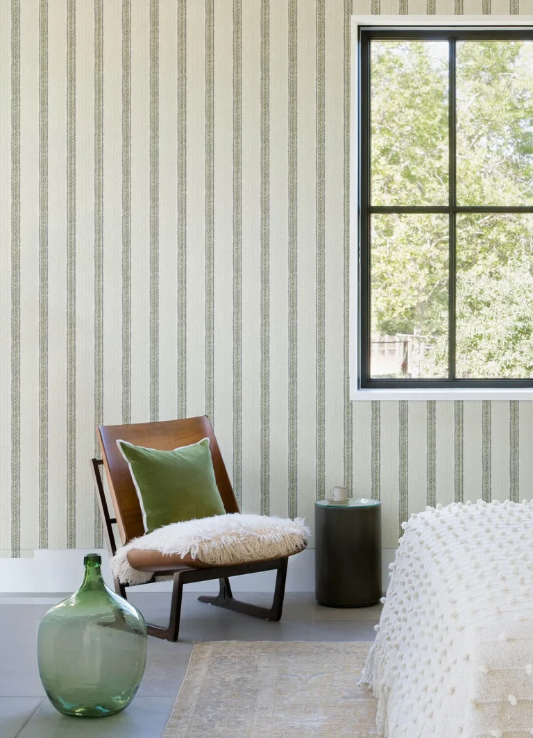 Chesapeake Mandevilla Vine Stripe Wallpaper - Green — Ảnh 5