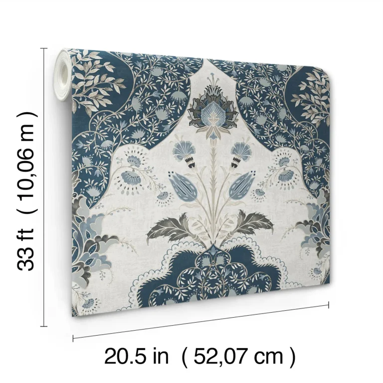 Auden Floral Grandeur Wallpaper - Dark Blue — Ảnh 6