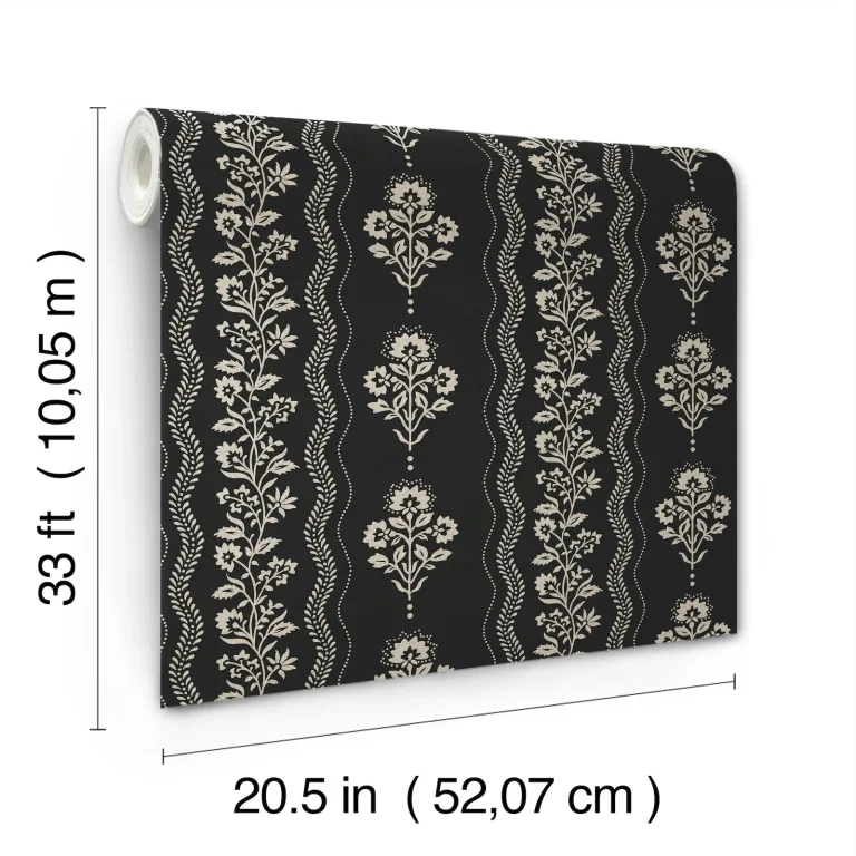 Chesapeake Lenea Floral Stripe Wallpaper - Black — Image 7