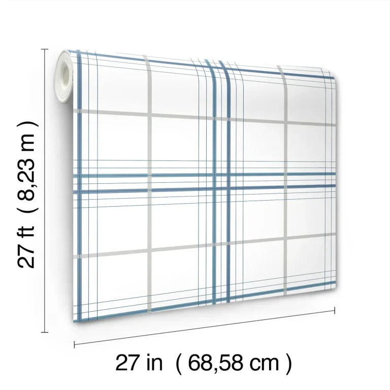 Ronald Redding Lakeside Plaid Tailored Wallpaper - Blue — Ảnh 6