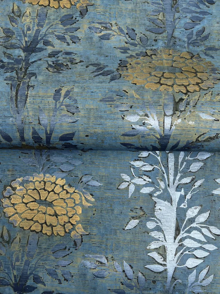 Ronald Redding French Marigold Wallpaper - Denim/Gold — Ảnh 4