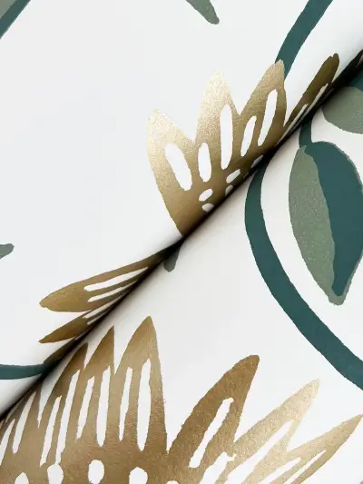 Rifle Paper Co. Aster Wallpaper - Linen & Gold