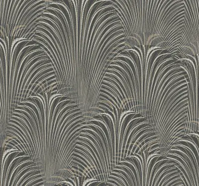 Deco Fountain Wallpaper - Black/White/Gold