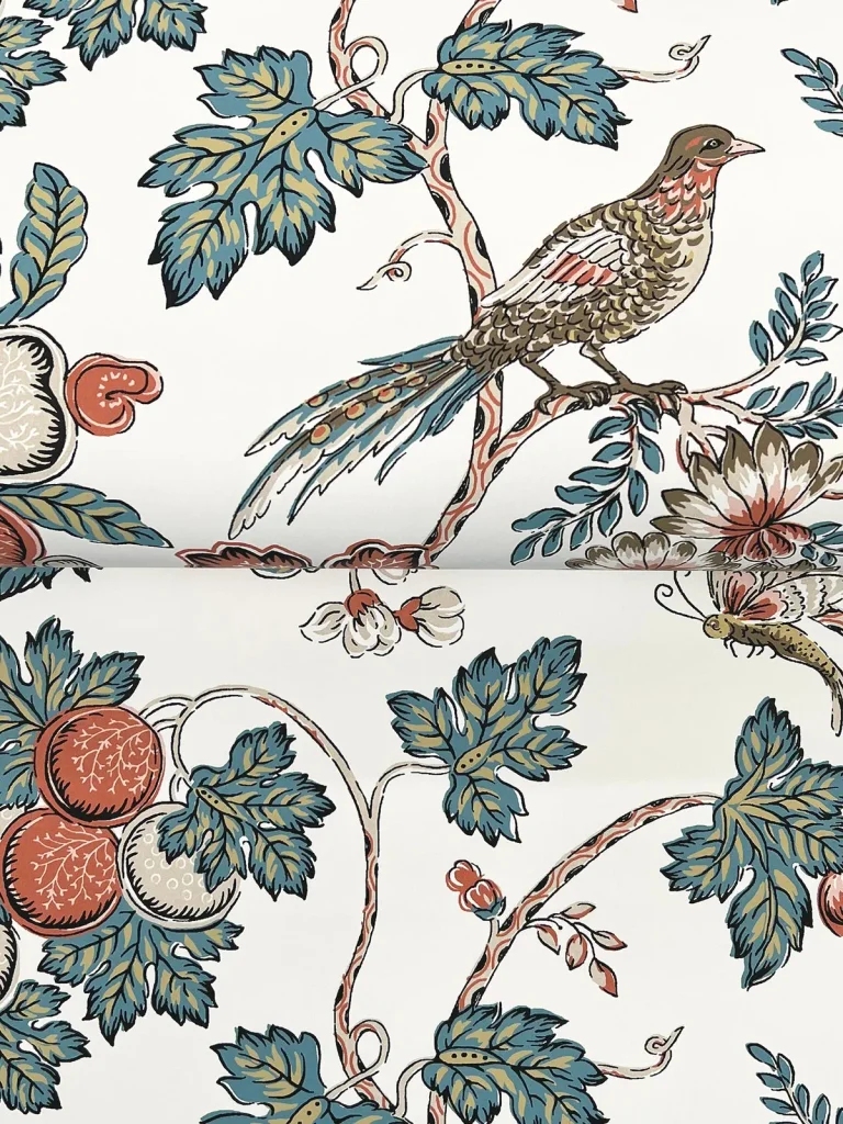 Parterre Jacobean Wallpaper - Coral