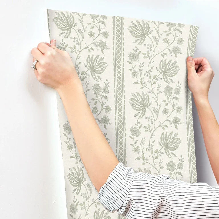 Edgemoor Jacobean Stripe Wallpaper - Sage — Ảnh 6