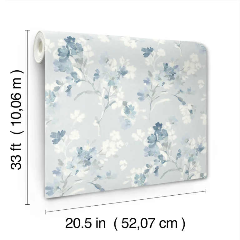 Chesapeake Azalea Floral Branches Wallpaper - Light Blue — Ảnh 7