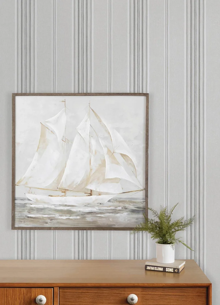 Chesapeake Calvados Linen Stripe Wallpaper - Grey — Image 3