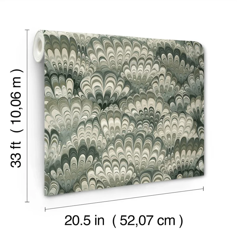 Octavia Marbled Ink Wallpaper - Dark Green — Ảnh 7