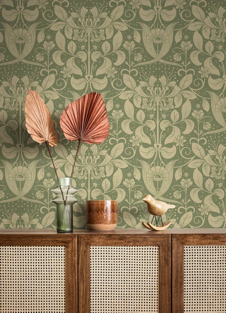 Berit Floral Crest Wallpaper - Green — Ảnh 2