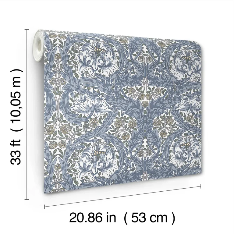 African Marigold Floral Wallpaper - Blue — Ảnh 3