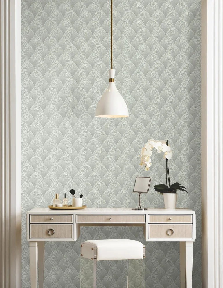 Candice Olson Metallic Scallop Wallpaper - Light Green — Ảnh 5