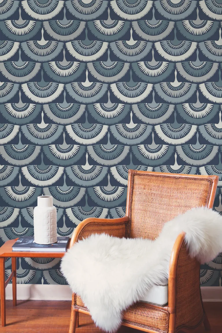 Feather & Fringe Wallpaper - Navy — Ảnh 3